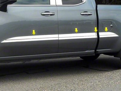 Body Side Molding Accent Trim; Stainless Steel (19-24 Silverado 1500 Double Cab)