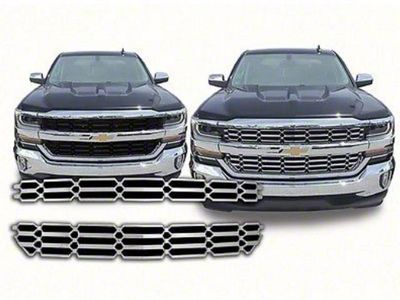 Upper Grille Overlay; Chrome (16-18 Silverado 1500 LS, LT)