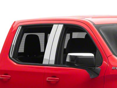 Pillar Post Trim; Stainless Steel (19-24 Silverado 1500 Crew Cab)