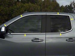 12-Piece Window Trim Package; Stainless Steel (19-25 Silverado 1500 Double Cab)