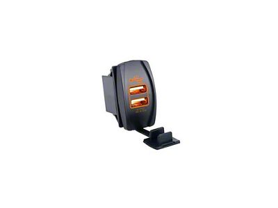 Quake LED Illuminated USB Rocker Switch; Amber (Universal; Some Adaptation May Be Required)