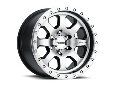 Raceline Avenger Black and Machined 8-Lug Wheel; 17x9; 20mm Offset (03-09 RAM 3500 SRW)