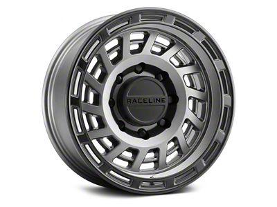 Raceline Halo Gunmetal with Black Lip 8-Lug Wheel; 18x9; -12mm Offset (03-09 RAM 3500 SRW)