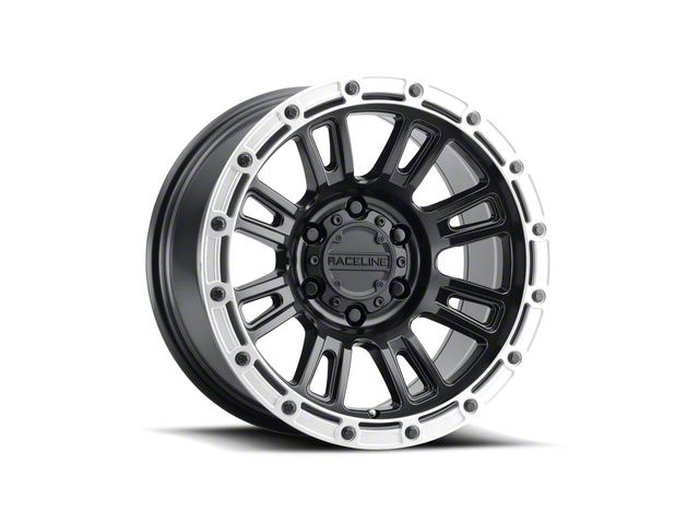 Raceline F-150 Compass Satin Black with Silver Ring 6-Lug Wheel; 17x8.5 ...