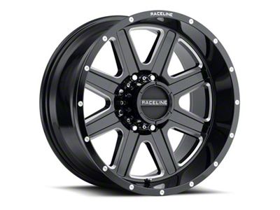 Raceline Hostage Gloss Black Milled 6-Lug Wheel; 18x9; 12mm Offset (07-13 Sierra 1500)