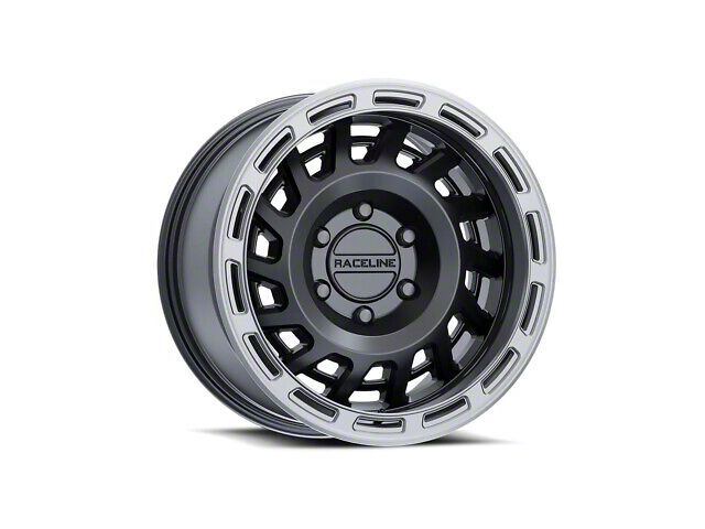 Raceline Halo Satin Black with Silver Ring 6-Lug Wheel; 17x8.5; 0mm Offset (07-13 Silverado 1500)