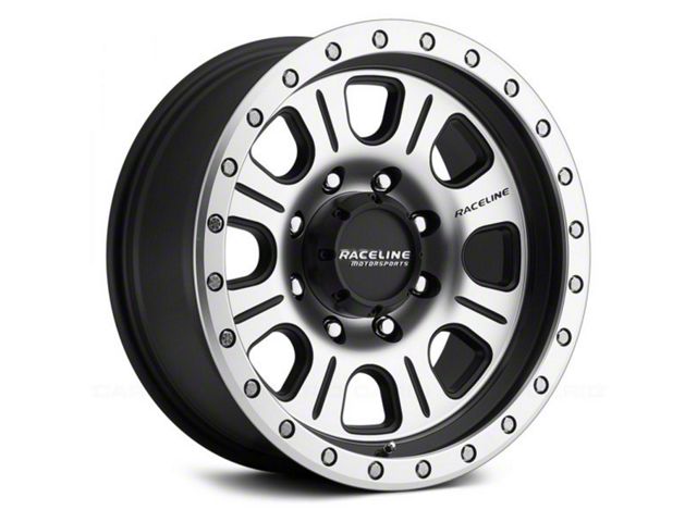 Raceline Monster Matte Black Machined 6-Lug Wheel; 17x9; -12mm Offset (07-13 Silverado 1500)