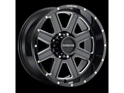 Raceline Hostage Gloss Black Milled 8-Lug Wheel; 20x9; 0mm Offset (08-10 F-350 Super Duty SRW)