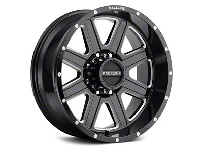 Raceline Hostage Gloss Black Milled 8-Lug Wheel; 18x9; -12mm Offset (11-16 F-250 Super Duty)