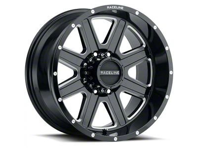 Raceline Hostage Gloss Black Milled 6-Lug Wheel; 20x9; 0mm Offset (14-18 Silverado 1500)