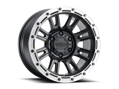 Raceline Compass Satin Black with Silver Ring 6-Lug Wheel; 17x9; -12mm Offset (15-20 F-150)
