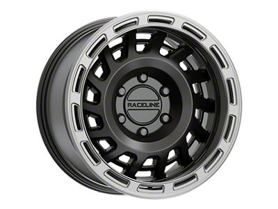 Raceline Halo Satin Black with Silver Ring 6-Lug Wheel; 17x9; -12mm Offset (15-20 F-150)