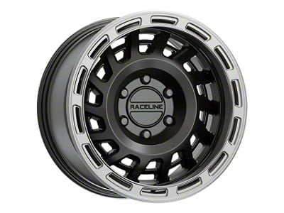Raceline Halo Satin Black with Silver Ring 6-Lug Wheel; 18x9; -12mm Offset (15-20 Yukon)