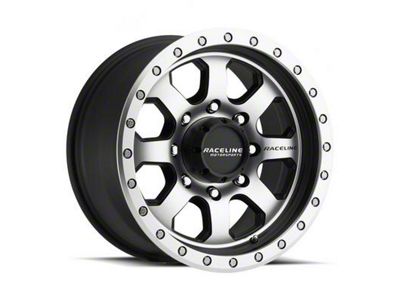 Raceline Avenger Matte Black Machined 8-Lug Wheel; 17x9; -12mm Offset (23-25 F-250 Super Duty)