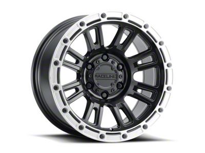 Raceline Compass Satin Black with Silver Ring 6-Lug Wheel; 17x8.5; 0mm Offset (2024 Ranger)