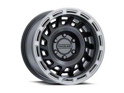 Raceline Halo Satin Black with Silver Ring 6-Lug Wheel; 17x9; -12mm Offset (2024 Ranger)