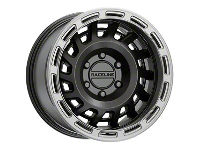 Raceline Halo Satin Black with Silver Ring 6-Lug Wheel; 18x9; -12mm Offset (2024 Ranger)