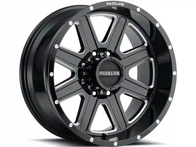 Raceline Hostage Gloss Black Milled 6-Lug Wheel; 20x9; 0mm Offset (2024 Ranger)