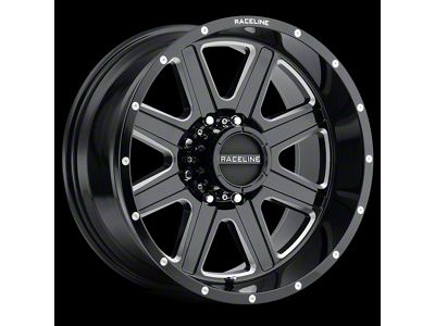 Raceline Hostage Gloss Black Milled 8-Lug Wheel; 20x10; -19mm Offset (99-07 F-250 Super Duty)