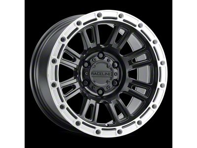 Raceline Compass Black and Silver Lip 8-Lug Wheel; 18x9; -12mm Offset (99-07 F-350 Super Duty SRW)