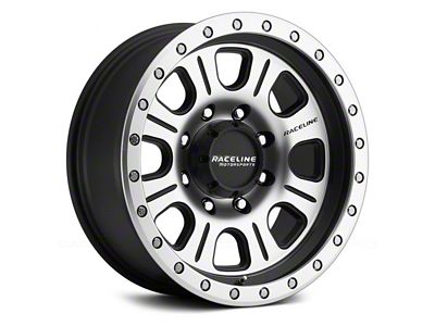 Raceline Monster Matte Black Machined 6-Lug Wheel; 17x9; -12mm Offset (99-06 Silverado 1500)