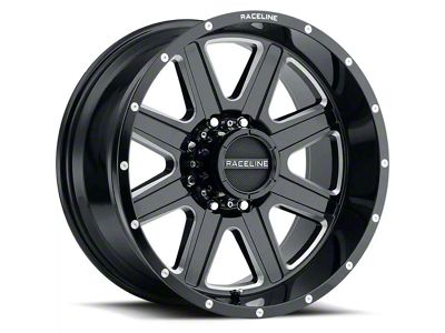Raceline Hostage Gloss Black Milled 5-Lug Wheel; 18x9; 12mm Offset (05-11 Dakota)