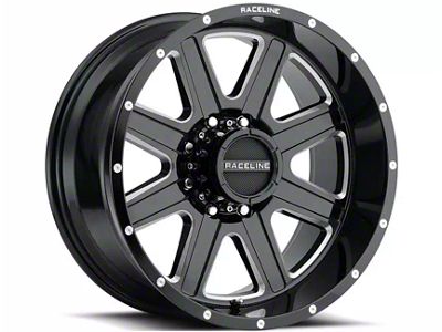 Raceline Hostage Gloss Black Milled 5-Lug Wheel; 20x10; -19mm Offset (05-11 Dakota)
