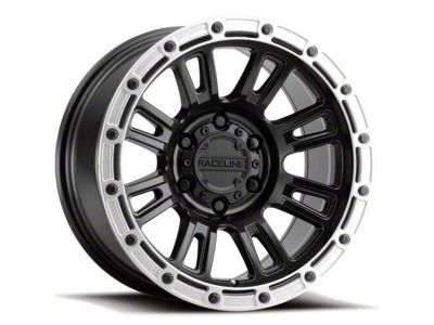 Raceline Compass Satin Black with Silver Ring 6-Lug Wheel; 18x9; 18mm Offset (21-25 F-150)