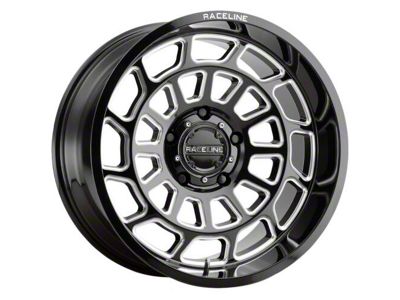 Raceline Warp Gloss Black Milled 6-Lug Wheel; 22x12; -44mm Offset (21-25 F-150)