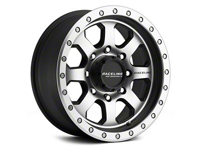 Raceline Avenger Black and Machined 8-Lug Wheel; 17x9; -12mm Offset (06-08 RAM 1500 Mega Cab)