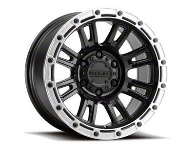 Raceline Compass Satin Black with Silver Ring 6-Lug Wheel; 17x9; -12mm Offset (19-23 Ranger)