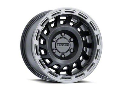 Raceline Halo Satin Black with Silver Ring 6-Lug Wheel; 17x9; -12mm Offset (19-23 Ranger)