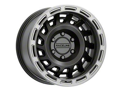 Raceline Halo Satin Black with Silver Ring 6-Lug Wheel; 18x9; -12mm Offset (19-25 Sierra 1500)