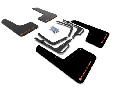 Rally Armor UR Black Mud Flaps with Orange Logo; Front and Rear (17-20 F-150 Raptor)