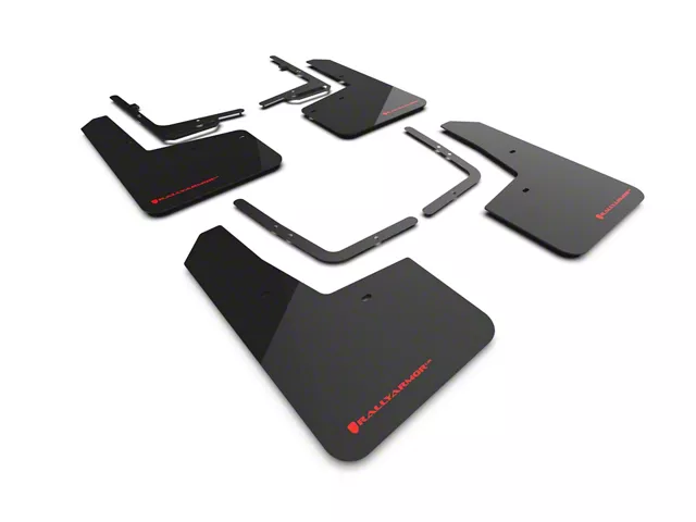 Rally Armor UR Black Mud Flaps with Red Logo; Front and Rear (21-24 F-150 Raptor)