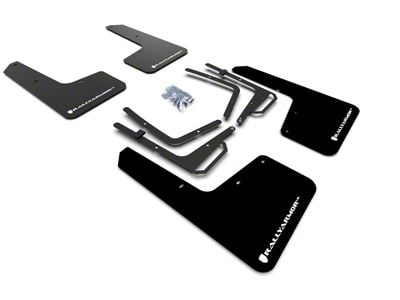 Rally Armor UR Black Mud Flaps with White Logo; Front and Rear (17-20 F-150 Raptor)