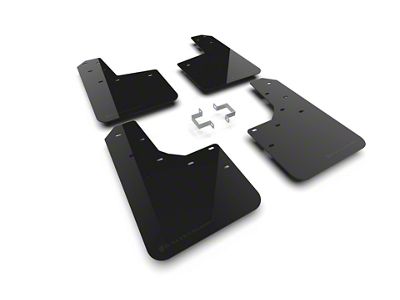 Rally Armor Black Mud Flaps with Metallic Black Logo; Front and Rear (24-25 Ranger Raptor)