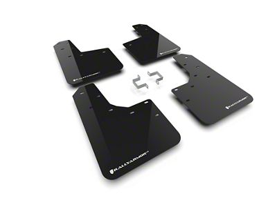 Rally Armor Black Mud Flaps with White Logo; Front and Rear (24-25 Ranger Raptor)