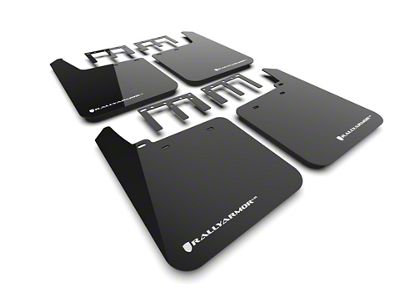 Rally Armor Black Mud Flaps with White Logo; Front and Rear (19-25 Sierra 1500 AT4)