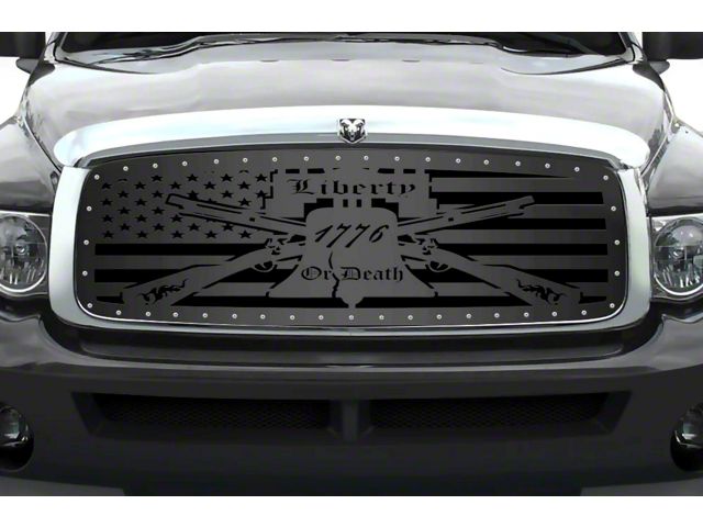 RAM 1500 1-Piece Steel Upper Grille Insert; Liberty Or Death (02-05 RAM ...