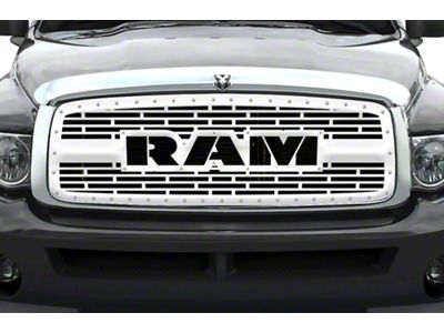 1-Piece Steel Upper Grille Insert; RAM with Steel Finish (02-05 RAM 1500)