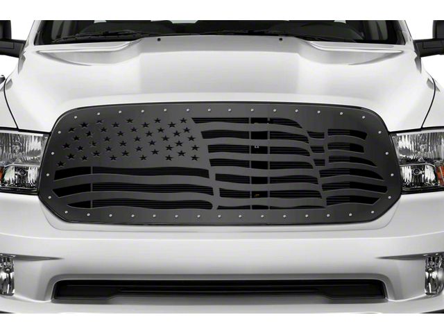 1-Piece Steel Upper Replacement Grille; American Flag (13-18 RAM 1500, Excluding Rebel)