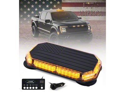 15-Inch Emergency Short Light Bar with American Flag Design; Amber (Universal; Some Adaptation May Be Required)