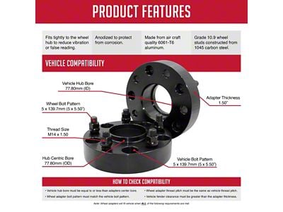 1.50-Inch Billet Aluminum Hubcentric 5-Lug Wheel Spacers (12-18 RAM 1500)