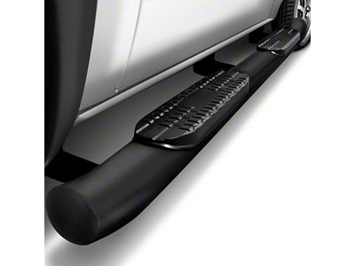 4-Inch Oval Curved Side Step Bars; Black (19-25 RAM 1500 Quad Cab)