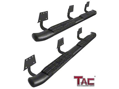 4.25-Inch PNC Oval Side Step Bars; Textured Black (19-25 RAM 1500 Quad Cab)
