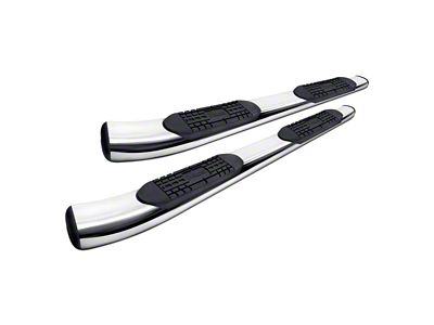 5-Inch Oval Curved Side Step Bars; Polished (19-25 RAM 1500 Crew Cab)