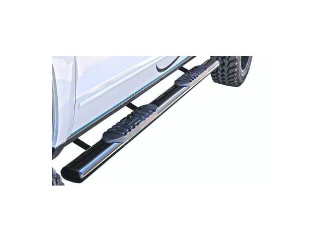 5-Inch Straight Oval Side Step Bars; Semi-Gloss Black (02-08 RAM 1500 Quad Cab)