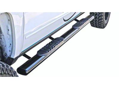 5-Inch Straight Oval Side Step Bars; Semi-Gloss Black (09-18 RAM 1500 Quad Cab)