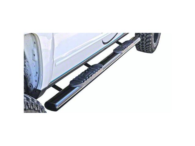 5-Inch Straight Oval Side Step Bars; Semi-Gloss Black (09-18 RAM 1500 Quad Cab)